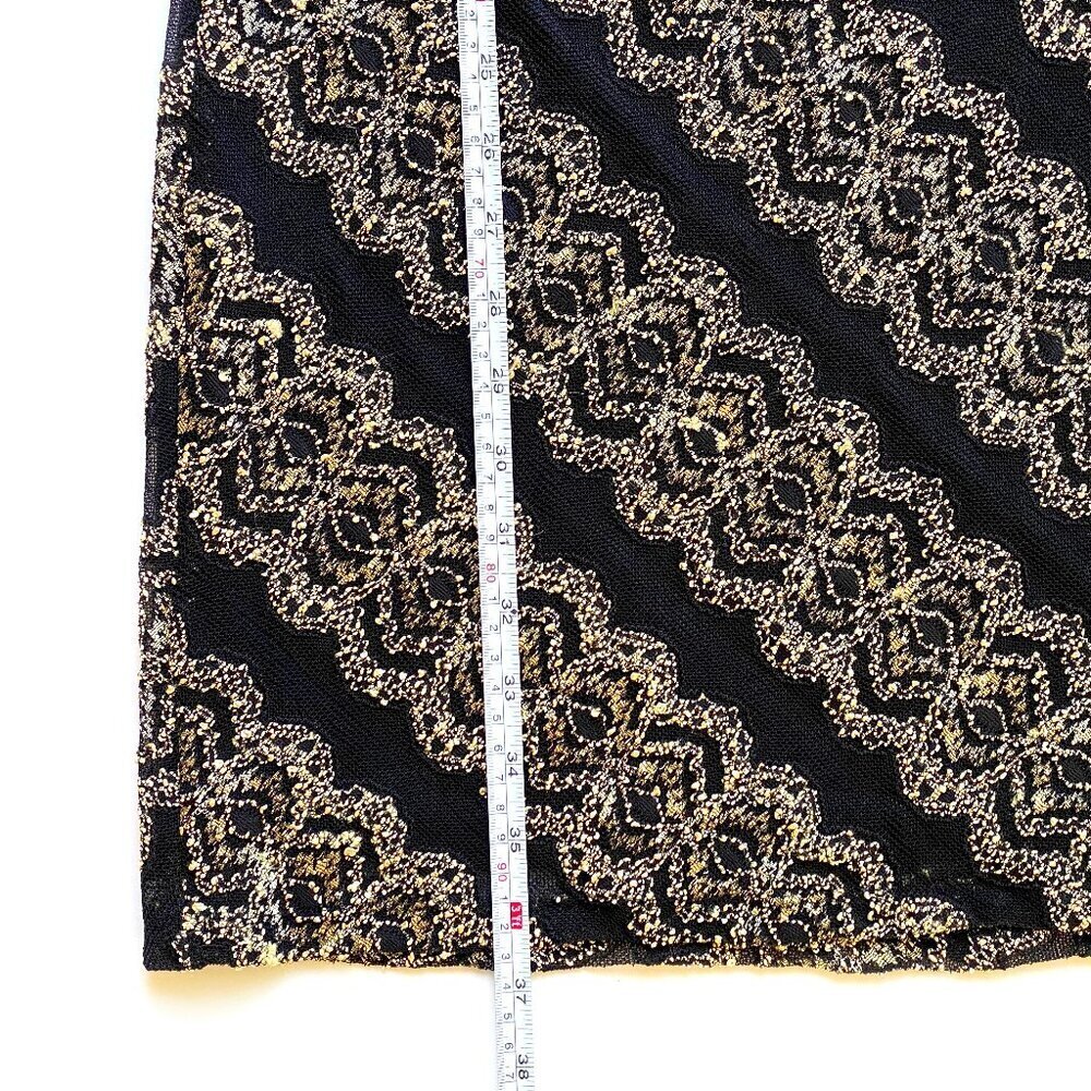 Bacci Black Lace & Metallic Gold Embroidered Dress Size M - Picture 15 of 15